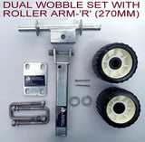 WOBBLE ROLLER DUAL  ASSEMBLY WITH BLACK WOBBLE ROLLER FOR BOAT TRAILERS