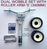 WOBBLE ROLLER DUAL  ASSEMBLY WITH BLACK WOBBLE ROLLER FOR BOAT TRAILERS