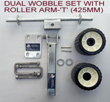 WOBBLE ROLLER DUAL  ASSEMBLY WITH BLACK WOBBLE ROLLER FOR BOAT TRAILERS