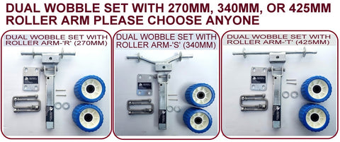 WOBBLE ROLLER DUAL  ASSEMBLY WITH BLUE WOBBLE ROLLER FOR BOAT TRAILERS