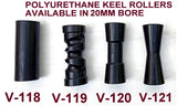 KEEL ROLLER WITH 'T' BRACKET WITH 19MM BOLT AND FULL COVER END CAPS