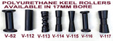KEEL ROLLERS- 190MM TO 205MM POLYURETHANE ROLLER WITH 16MM SHAFT.
