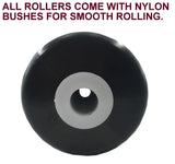 KEEL ROLLER- POLYURETHANE ROLLER WITH 'C' BRACKET + 2 X END CAPS &19MM S/S SHAFT