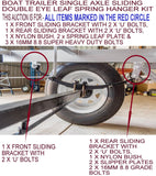 BOAT TRAILER FRONT & REAR LEAF SPRING SINGLE AXLE HANGER WITH 4-HOLE ‘U’ BOLT ON