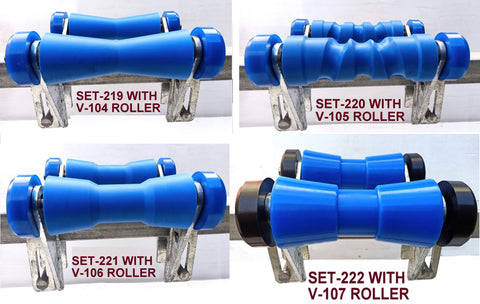 BOAT ROLLER POLYETHYLENE + 3 HOLE BRACKET + END CAPS WITH19MM SHAFT