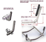 HEAVY DUTY GUIDE ON WITH 306MM SIDE ROLLERS, PAIR BOAT TRAILER GUIDE.