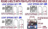 ‘U’ BOLTS ROUND & FISH PLATE FOR LEAF SPRING BOAT TRAILERS
