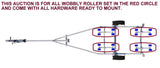 WOBBLE ROLLER FULL SET WITH UPRIGHT BRACKET FOR BOAT TRAILER - 4 X QUAD SETS.