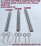 19MM 316 MARINE GRADE STAINLESS PINS/SHAFT FOR BOAT TRAILERS ROLLERS