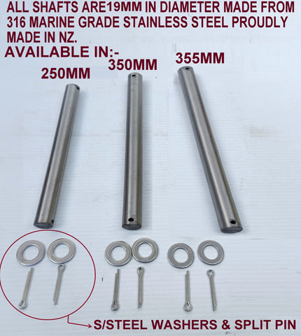 19MM 316 MARINE GRADE STAINLESS PINS/SHAFT FOR BOAT TRAILERS ROLLERS