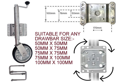 JOCKEY WHEEL WITH 8" WHEEL 2000LBS OR 900 KG CAPACITY