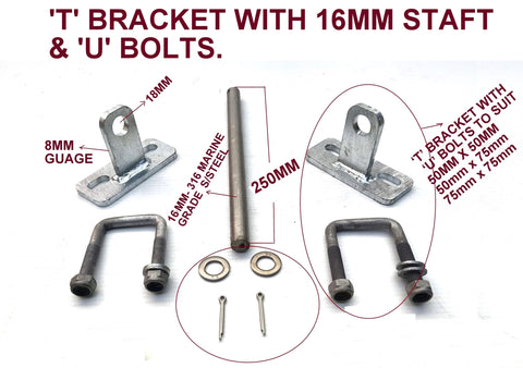 "T' BRACKET- Super Heavy-Duty 'T' Bracket Without Rollers For Boat Trailers.