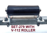 200MM POLYURETHANE ROLLER WITH 'T' BRACKET & 16MM SHAFT.