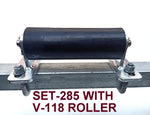 KEEL ROLLER-200MM POLYURETHANE ROLLER WITH 'T' BRACKET & 19MM S/STEEL SHAFTT