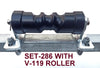 KEEL ROLLER-200MM POLYURETHANE ROLLER WITH 'T' BRACKET & 19MM S/STEEL SHAFTT