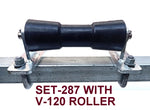 KEEL ROLLER-200MM POLYURETHANE ROLLER WITH 'T' BRACKET & 19MM S/STEEL SHAFTT