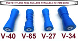 KEEL ROLLER POLYETHYLENE + 3 HOLE BRACKET+ END CAPS +16MM SHAFT FOR BOAT TRAILER