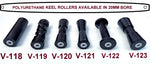 KEEL POLYURATHANE ROLLERS 200MM LONG + 3 HOLE BRACKET + END CAPS WITH19MM SHAFT