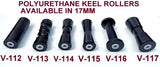 KEEL ROLLERS- 190MM TO 205MM POLYURETHANE ROLLER WITH 16MM SHAFT.