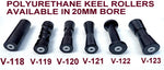 KEEL ROLLER WITH BRACKET +19MM HEX BOLT + POLYURETHINE ROLLERS+2X END CAPS.