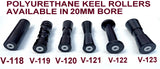 KEEL ROLLER WITH BRACKET +19MM HEX BOLT + POLYURETHINE ROLLERS+2X END CAPS.