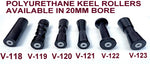 BOAT KEEL ROLLER-POLYURETHANE ROLLERS WITH UP LIFT BRACKET & 19MM S/STEEL SHAFT.