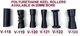 KEEL POLYURATHANE ROLLERS 200MM LONG + 3 HOLE BRACKET + END CAPS WITH19MM SHAFT