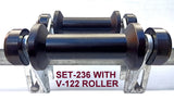 KEEL POLYURATHANE ROLLERS 200MM LONG + 3 HOLE BRACKET + END CAPS WITH19MM SHAFT