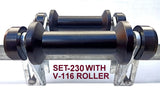 200MM KEEL POLYURATHANE ROLLERS+ 3 HOLE BRACKET + END CAPS WITH16MM SHAFT