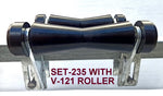 KEEL POLYURATHANE ROLLERS 200MM LONG + 3 HOLE BRACKET + END CAPS WITH19MM SHAFT