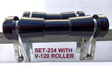 KEEL POLYURATHANE ROLLERS 200MM LONG + 3 HOLE BRACKET + END CAPS WITH19MM SHAFT