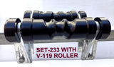 KEEL POLYURATHANE ROLLERS 200MM LONG + 3 HOLE BRACKET + END CAPS WITH19MM SHAFT