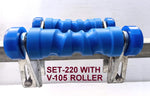 BOAT ROLLER POLYETHYLENE + 3 HOLE BRACKET + END CAPS WITH19MM SHAFT