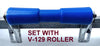 KEEL ROLLERS-300MM POLYURETHANE KEEL ROLLER WITH 3-HOLE BRACKET + 19MM SHAFT.