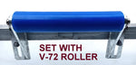 KEEL ROLLERS-300MM POLYURETHANE KEEL ROLLER WITH 3-HOLE BRACKET + 19MM SHAFT.