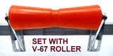 KEEL ROLLERS-300MM POLYURETHANE KEEL ROLLER WITH 3-HOLE BRACKET + 19MM SHAFT.