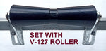 KEEL ROLLERS-300MM POLYURETHANE KEEL ROLLER WITH 3-HOLE BRACKET + 19MM SHAFT.