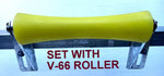 KEEL ROLLERS-300MM POLYURETHANE KEEL ROLLER WITH 3-HOLE BRACKET + 19MM SHAFT.