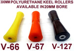 KEEL ROLLERS-300MM  POLYURETHANE KEEL ROLLER WITH BRACKET +19MM SHAFT +END CAPS.