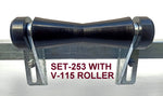 KEEL ROLLER POLYURATHANE + 3 HOLE BRACKET+ END CAPS +16MM SHAFT FOR BOAT TRAILER