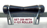 KEEL ROLLER POLYURATHANE + 3 HOLE BRACKET+ END CAPS +19MM SHAFT FOR BOAT TRAILER