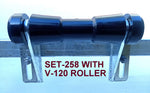 KEEL ROLLER POLYURATHANE + 3 HOLE BRACKET+ END CAPS +19MM SHAFT FOR BOAT TRAILER