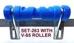 KEEL ROLLER POLYETHYLENE + 3 HOLE BRACKET+ END CAPS +16MM SHAFT FOR BOAT TRAILER