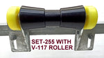 KEEL ROLLER POLYURATHANE + 3 HOLE BRACKET+ END CAPS +16MM SHAFT FOR BOAT TRAILER