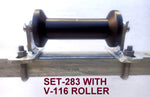 200MM POLYURETHANE ROLLER WITH 'T' BRACKET & 16MM SHAFT.