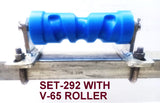 KEEL ROLLER- 200MM POLYETHYLENE ROLLERS WITH 'T' BRACKET & 16MM S/STEEL SHAFT