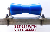 KEEL ROLLER- 200MM POLYETHYLENE ROLLERS WITH 'T' BRACKET & 16MM S/STEEL SHAFT