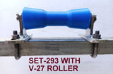 KEEL ROLLER- 200MM POLYETHYLENE ROLLERS WITH 'T' BRACKET & 16MM S/STEEL SHAFT