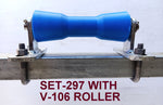 KEEL ROLLER- 200MM POLYETHYLENE ROLLERS WITH 'T' BRACKET TO SUIT 19MM SHAFT