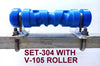 KEEL ROLLER- 200MM POLYETHYLENE ROLLERS WITH 'T' BRACKET TO SUIT 19MM SHAFT + 2 X END CAPS